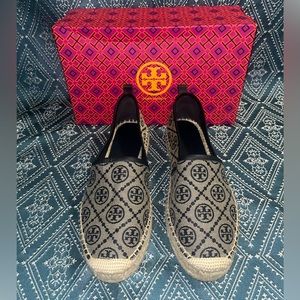 Tory Burch Black and Cream Espadrilles